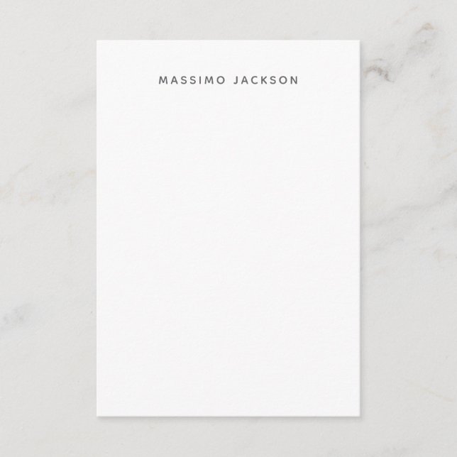 Own Name Minimalist Modern Plain Black White Enclosure Card (Front)