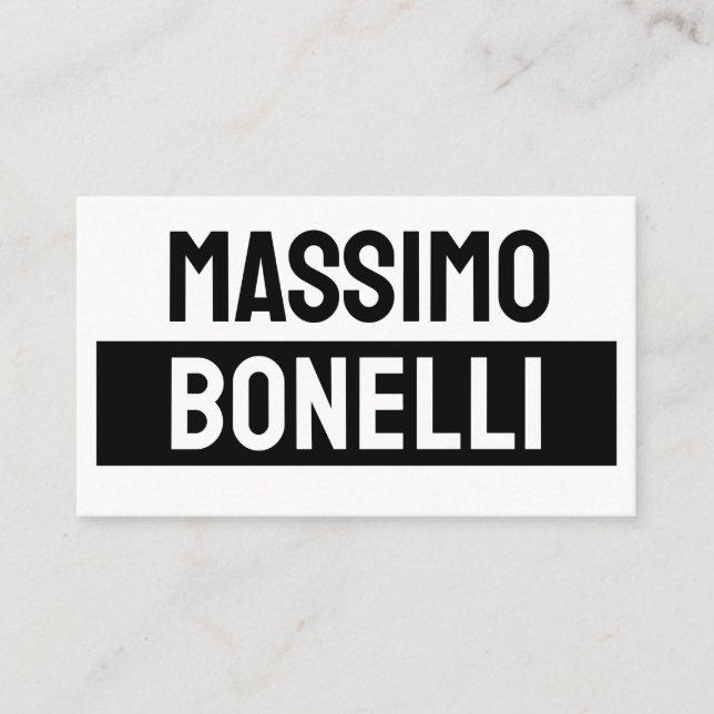 Own Name Minimalist Modern Plain Black White Enclosure Card (Front)