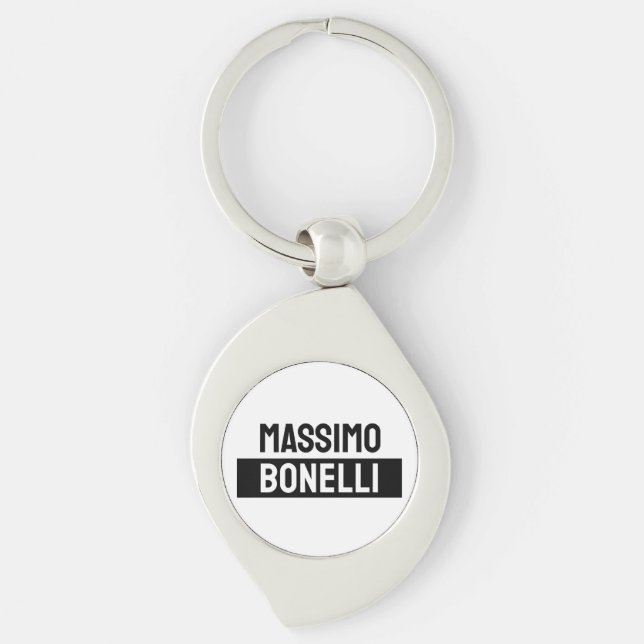 Own Name Minimalist Modern Plain Black White Key Ring (Front)