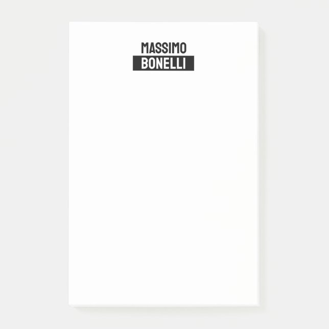 Own Name Minimalist Modern Plain Black White Post-it Notes (Front)