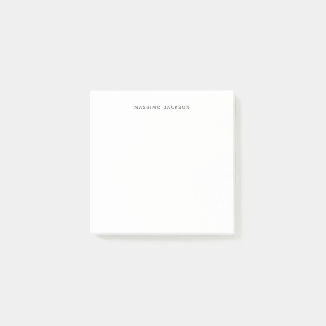 Own Name Minimalist Modern Plain Black White Post-it Notes (Front)