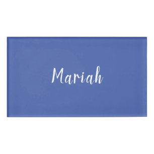 Own Name Minimalist Plain Calligraphy Script Blue Tag