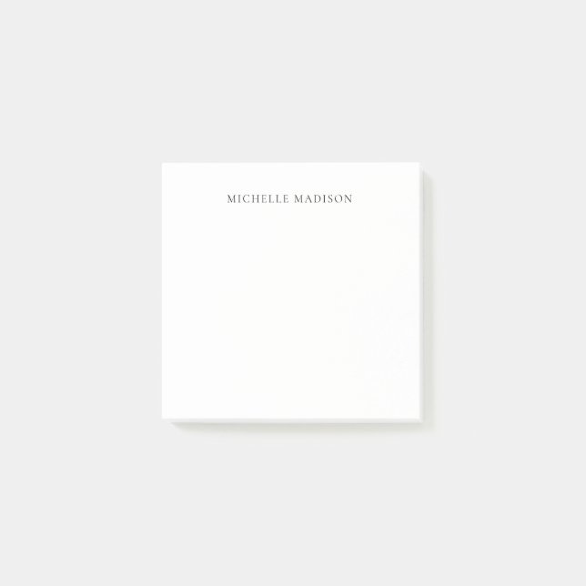 Own Name Mode Trendy Minimalist Professional Plain Post-it Notes (Front)