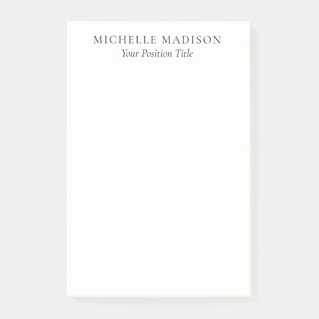 Own Name Mode Trendy Minimalist Professional Plain Post-it Notes (Front)