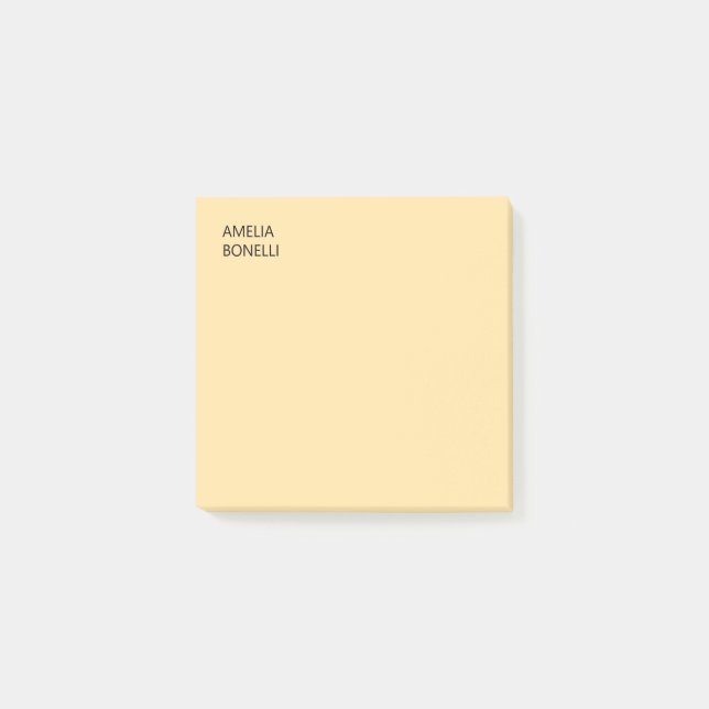 Own Name Modern Minimal Professional Plain Beige Post-it Notes (Front)