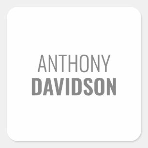 Own Name Modern Minimalist Elegant Professional Square Sticker