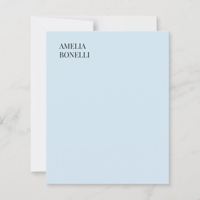 Own Name Modern Minimalist Professional Plain Blue (Front)