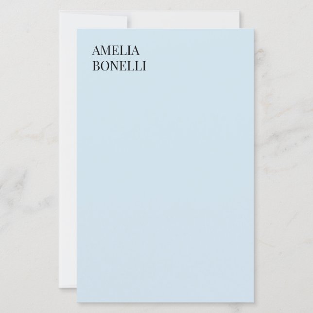 Own Name Modern Minimalist Professional Plain Blue (Front)