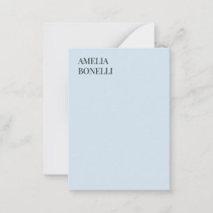 Own Name Modern Minimalist Professional Plain Blue Card