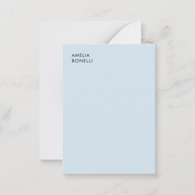 Own Name Modern Minimalist Professional Plain Blue Card (Front)