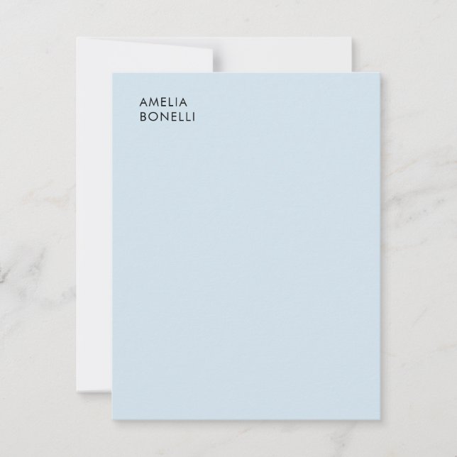 Own Name Modern Minimalist Professional Plain Blue Card (Front)
