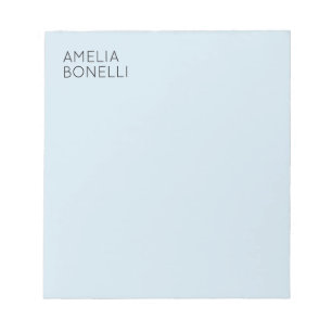 Own Name Modern Minimalist Professional Plain Blue Notepad
