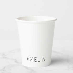 Own Name Modern Minimalist Professional Plain Paper Cups
