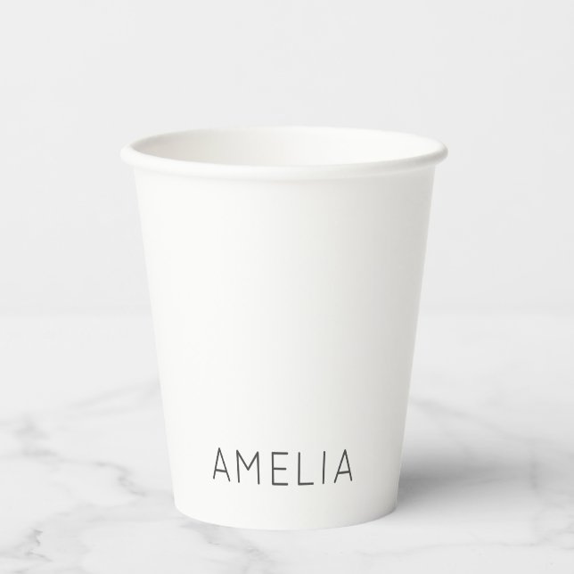 Own Name Modern Minimalist Professional Plain  Paper Cups (Front)