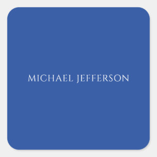 Own Name Plain Blue Colour Personalised Custom Square Sticker