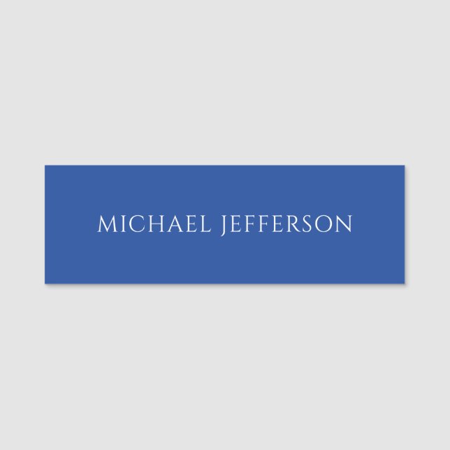 Own Name Plain Blue Colour Personalised Custom Tag (Front)