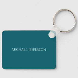 Own Name Plain Dark Teal Color Personalized Custom Key Ring