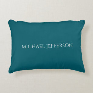 Own Name Plain Dark Teal Colour Personalised Custo Decorative Cushion