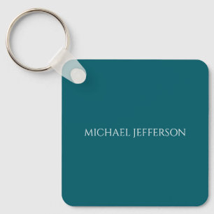 Own Name Plain Dark Teal Colour Personalised Custo Key Ring