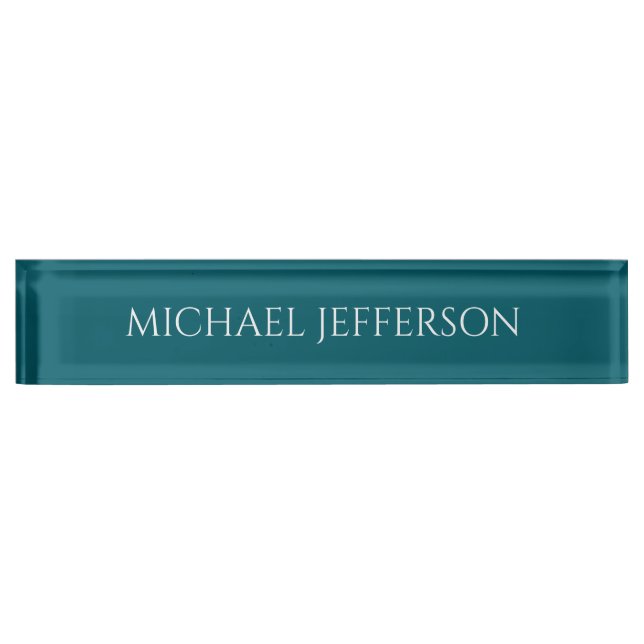 Own Name Plain Dark Teal Colour Personalised Custo Nameplate (Front)