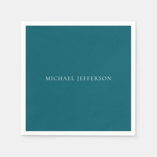 Own Name Plain Dark Teal Colour Personalised Custo Napkin (Front)
