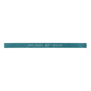 Own Name Plain Dark Teal Colour Personalised Custo Satin Ribbon
