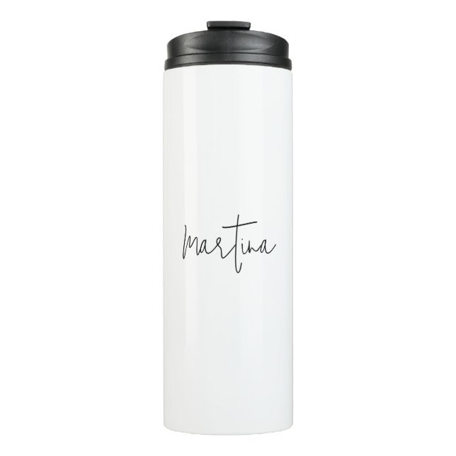 Own Name Unique Elegant Plain Simple Calligraphy Thermal Tumbler (Front)