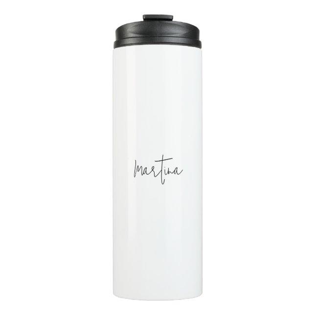 Own Name Unique Elegant Plain Simple Calligraphy Thermal Tumbler (Front)