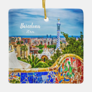 Own Photo Barcelona 2 sided Unique Modern Art Ceramic Ornament