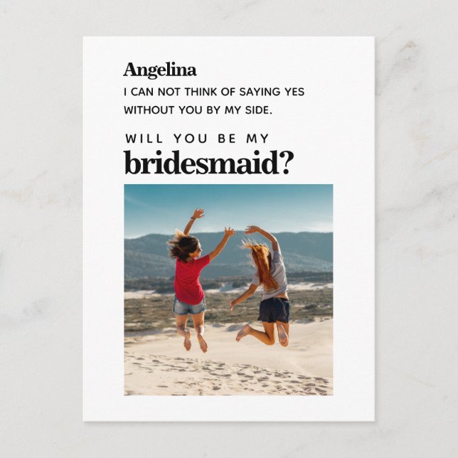 Own photo Simple Elegant Bridesmaid Proposal Card (Front)