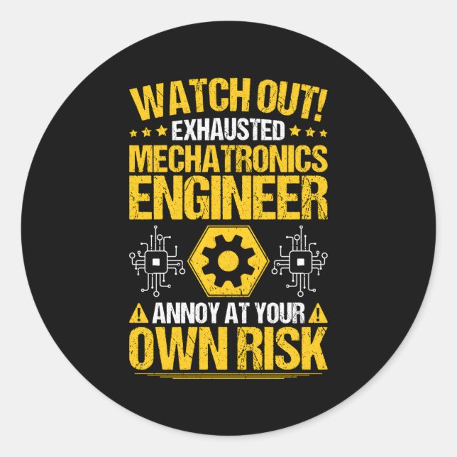 Own Risk Mecronics Engineer Classic Round Sticker (Front)