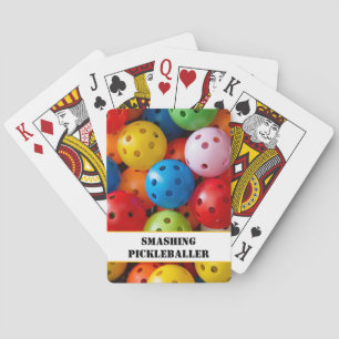 Own text Colourful pickleballs  Playing Cards