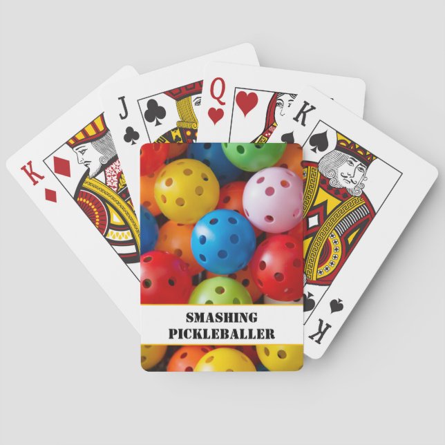 Own text Colourful pickleballs  Playing Cards (Back)