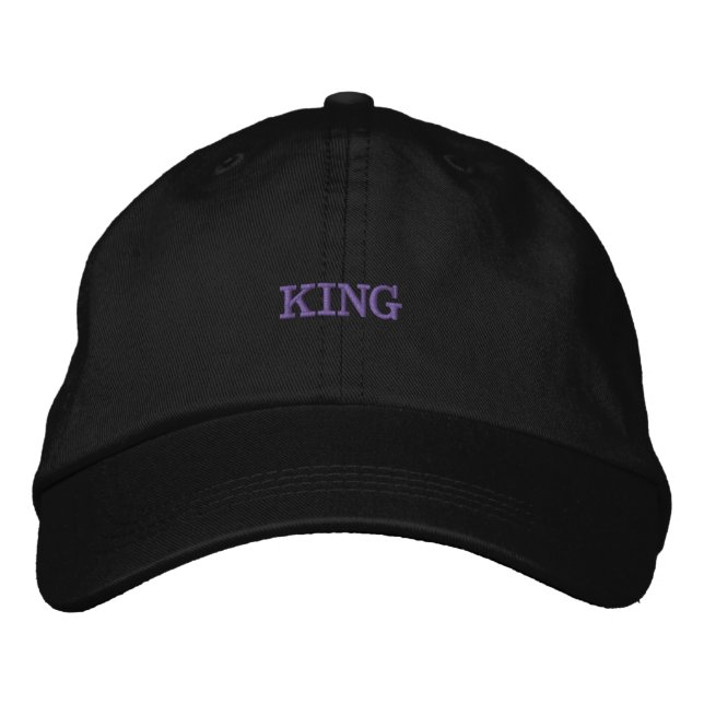 Own Text Name Create Yours-Hat Black Printed KING Embroidered Hat (Front)