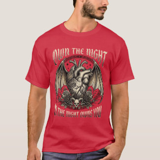 Own The Night - Gothic Heart & Bat Wings Tattoo T-Shirt