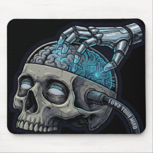 Own Your Mind – Cyberpunk Skull Brain Upload Mouse Pad