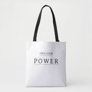 Own Your Power Minimal Typography Motivational Q Tote Bag