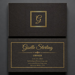 Owner Monogrammed Gold Black Professional Business Card