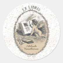 Ownership Bookplate Ex Libris Victorian Angel