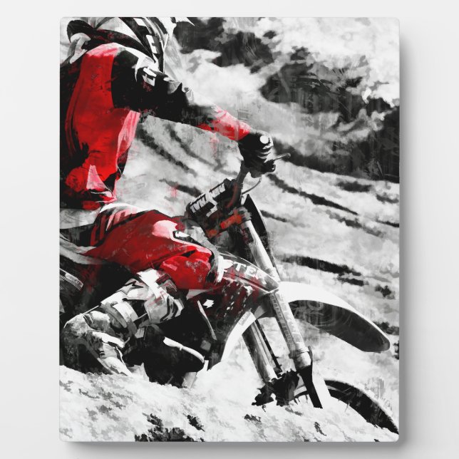 Owning The Mountain  -  Motocross Dirt-Bike Racer Plaque (Front)