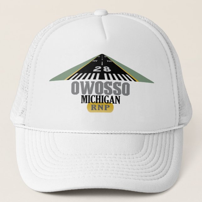 Owosso MI - Airport Runway Trucker Hat (Front)