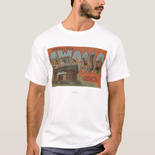 Owosso, Michigan - Large Letter Scenes T-Shirt