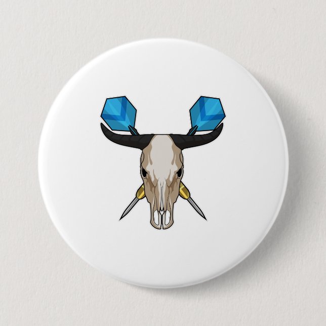 Ox at Darts with Dart 7.5 Cm Round Badge (Front)