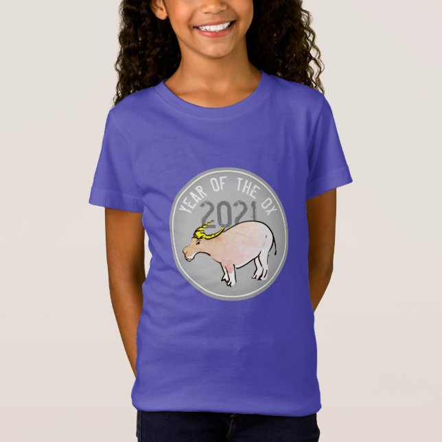 Ox cartoon Chinese New Year 2021 Girl's T T-Shirt (Front)