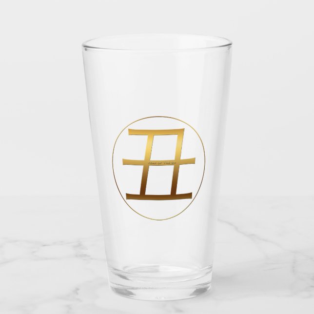 Ox Year Gold embossed effect Symbol Zodiac Glass (Front)
