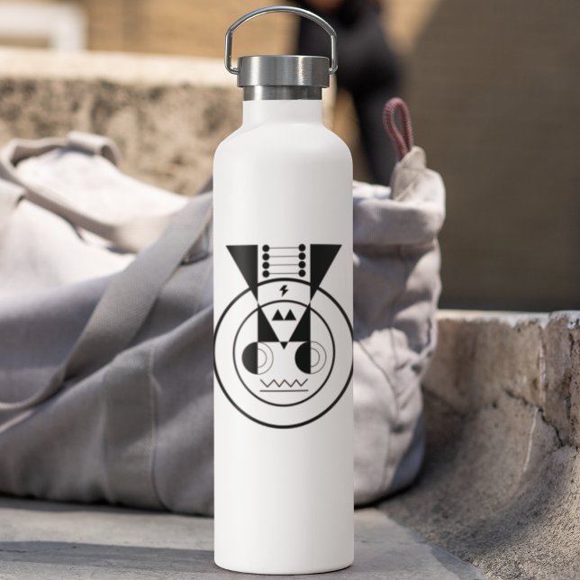 Ox Zodiac - Ushi Geometric Animal Design Water Bottle (Hydrate with purpose - Ushi zodiac bottle for strong, steady days)