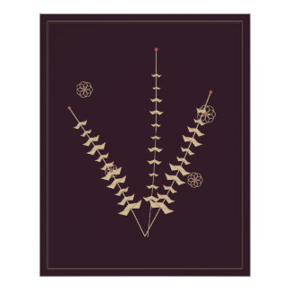 Oxblood Botanical Study Vintage Floral Poster