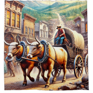 Oxen and Cart Shower Curtain