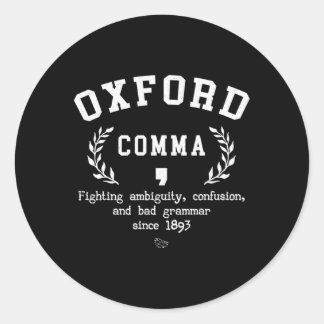 Oxford Comma English Grammar Nerd Classic Round Sticker
