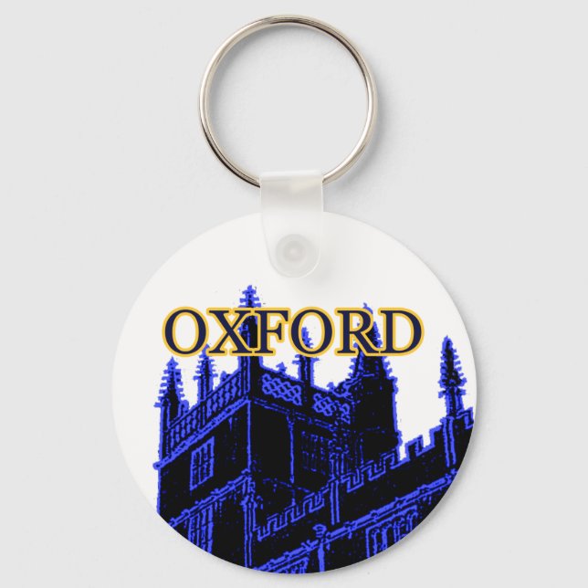 Oxford England 1986 Building Spirals Blue Key Ring (Front)